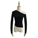 Women's T-Shirt Long-Sleeved T-shirt Women's Autumn Slim-Fit Pleated Bottoming Shirt Top