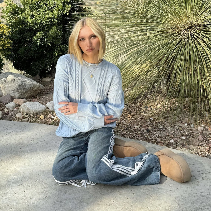 Women Cargo Pants Autumn and Winter Wide-Leg Jeans Striped Loose