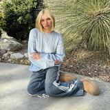 Women Cargo Pants Autumn and Winter Wide-Leg Jeans Striped Loose