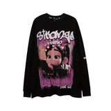 Men Long Sleeve Shirt Printed Long Sleeve T-shirt Men and Women Dark Style Couple Wear