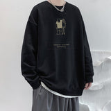 Men Hoodie Sweater Men's Autumn Loose Hong Kong Style round Neck Bottoming Shirt