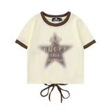 Women T-shirt Printed Short-Sleeved T-shirt Women's Summer Midriff Outfit round Neck