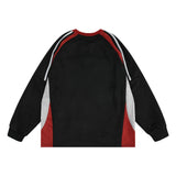Men Hoodie Letter Embroidery Color-Block Crew Neck Sweatshirt Sports Long Sleeve Pullover Top