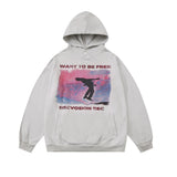 Men Hoodie Printed Sweater Men's Autumn and Winter Worn Looking Washed-out Hooded Pullover