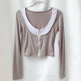 Women Long Sleeve Shirt Women's Short Cardigan Long Sleeve T-shirt Autumn and Winter
