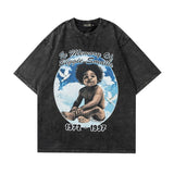 Men T Shirt Washed Old Short-Sleeved T-shirt Men Loose Retro Couple