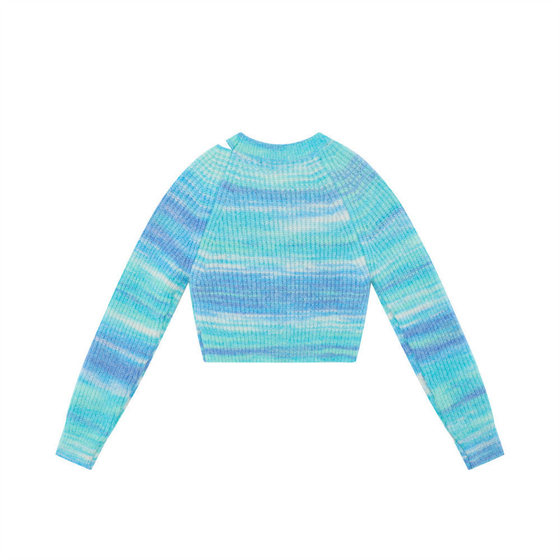 Women Sweater O-neck Short Women's Gradient Long Sleeve Sweater