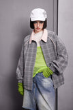 Unisex Jacket Fall Color-Contrast Check Vintage Jacket Women's Clothing