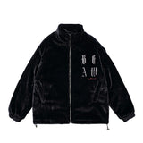 Men Cotton Padded Jacket Coat Letter Embroidered Cotton Jacket Men Winter Thickening Stand Collar Baggy Coat