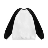 Men Hoodie Cartoon Flocking Embroidered Raglan Sleeve round Neck Sweater