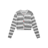 Women Sweater Mixed Color Stripe Cardigan Girls Spring and Autumn Leisure Top