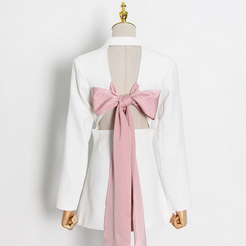 Frankie Shop Hourglass Blazer Autumn Stitching Bow