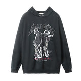 Men Hoodie Hooded Sweater Men's Hip Hop Ins American Style Loose Distressed