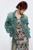 Unisex Jacket Autumn Drawstring Short Denim Coat Women's Clothing