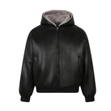 Unisex Down Jacket Winter Plush Collar Hooded Padded Jacket