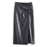 Women Skirt Autumn Pu Sheath Mid Skirt