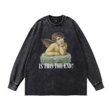 Men Long Sleeve Shirt Washed Long Sleeve Bottoming T-shirt Men and Women Ins
