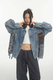 Unisex Jacket Autumn Water Washed Hole Denim Coat
