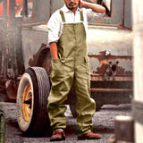 Men Pant Retro Men's Overalls Loose Casual Suspender Trousers