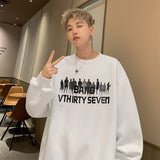 Men Hoodie White Hoodie Men's Autumn Long-Sleeved T-shirt Casual round Neck