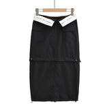 Women Skirt Fall Suit Skirt Zipper Stitching Skirt