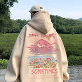 Men Hoodie Hiphop Printed Sweater Men's Spring and Autumn Retro Hooded Coat