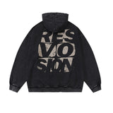 Men Hoodie Angel Character Printed Sweater Men's Washed and Worn Loose Hooded Pullover Top