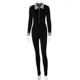 Women Jumpsuit Spring Fashion Long-Sleeve Zipper Jumpsuit