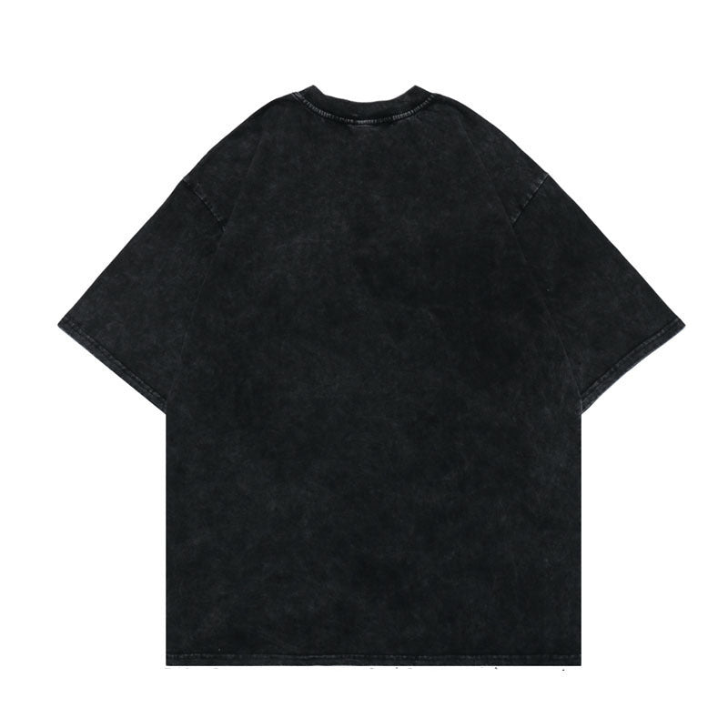 Men T Shirt Short-Sleeved T-shirt Men's and Women's Printed Washed Retro Personality