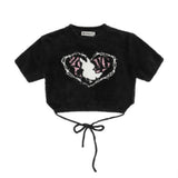 Women Sweater Sweater with Short Sleeves Girls Spring round Neck Ultra Short