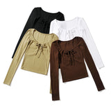 Women T-Shirt Spring and Autumn round Neck Slim-Fit Long-Sleeved T-shirt for Women