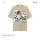 American vintage street T-shirt pure cotton retro men's and women's summer loose