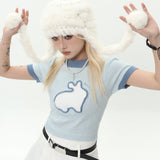 Women Sweater Short-Sleeved Girls' Summer Casual O-neck Short T-shirt