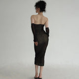 Women's Desses Hip Skirt Elegant Dress with Oversleeves for Women