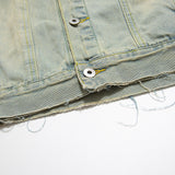 Men Denim Jacket Men's Loose Lapel Long Sleeves Distressed Jacket