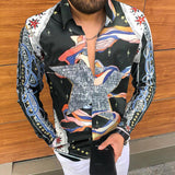 Men Shirt Summer Men's Long Sleeve Shirt Retro