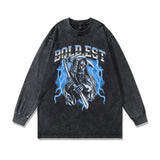 Men Long Sleeve Shirt Retro Fashion Brand Printed Long Sleeve T-shirt Men and Women Couple