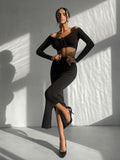 Women Sweater Dress Knitting Suit Autumn and Winter Women's Clothing Long Sleeve Sweater Dress