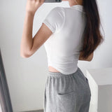 Women T-Shirt Summer Polo Lapel Short Sleeve T-shirt