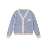 Women Sweater Color Matching Sweater Button Casual Long Sleeve