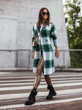 Plaid Trench Coat Fall Winter Fashion Brushed Mid-Length Plaid Wool Coat Women