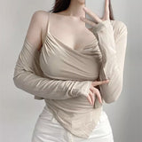 Women Long Sleeve Shirt with Slant-Cut Bottom Long Sleeves Cardigan Jacket