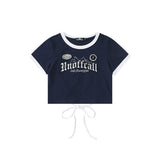 Women T-shirt Letters Embroidered Short-Sleeved T-shirt Girls Summer Casual round Neck