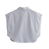 Women T-Shirt Striped Stitching Loose Shirt Top