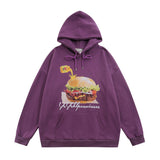 Men Hoodie Creative Hamburger Pattern Printed Hoodie