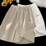 Men Sweatpants Waffle Shorts Men's Summer Retro Loose Casual
