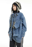 Unisex Jacket Autumn Removable Double Front Piece Denim