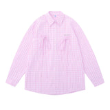 Men Long Sleeved T Shirt Spring and Autumn Yarn-Dyed Plaid Long Sleeve Shirt Men's Fashion Brand Bowknot Shirt