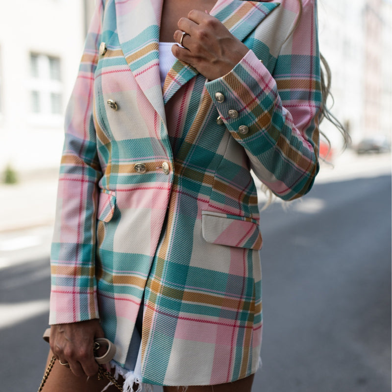 Plaid Trench Coat Plaid Suit Coat Women's Clothing