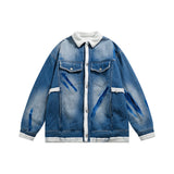 Unisex Jacket Winter Denim Stitching Cotton Jacket